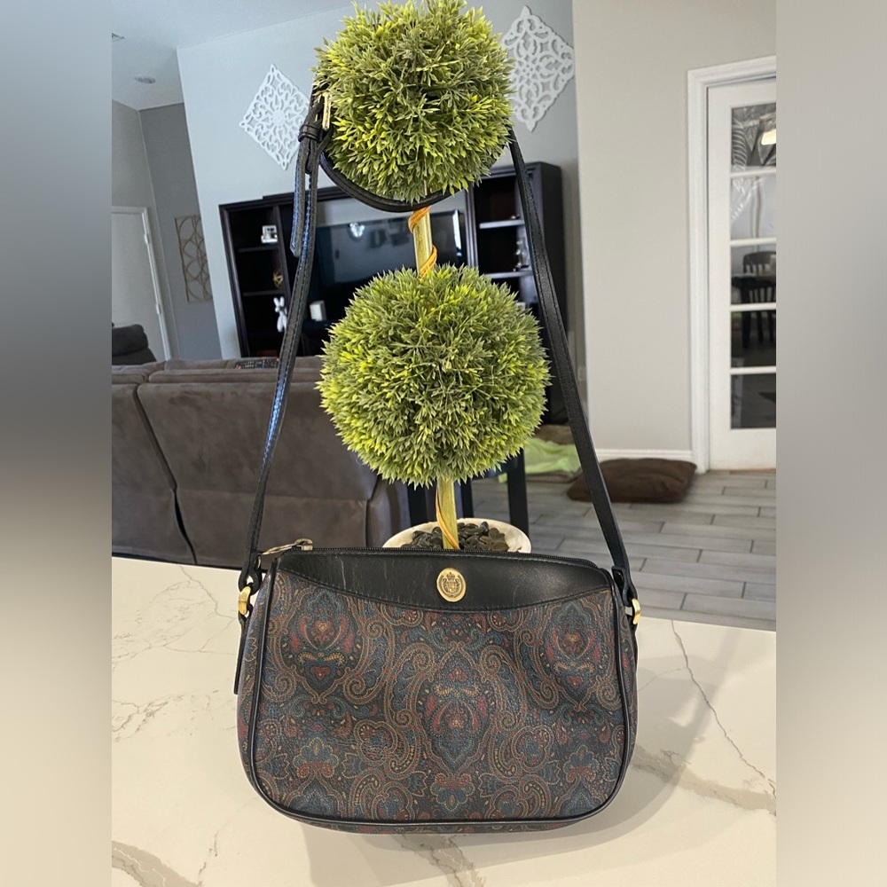 Liz Claiborne 90s paisley leather shoulder crossbody bag